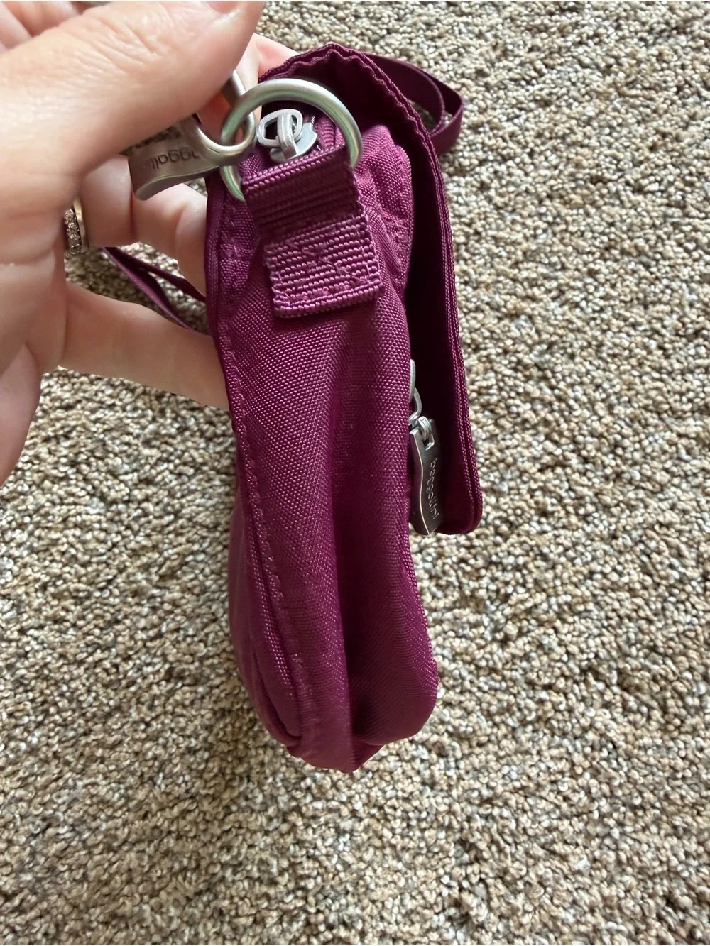 BAGALLINI Plum Maroon Purple Nylon Zippered Crossbody Shoulder Bag